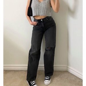 Wide Leg Jeans - Washed Black SIZE 11